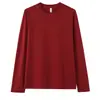 Estilo Nuevo Primavera y Otoño Tops Blancos de Manga Larga con Cuello Redondo de un Solo Hombro para Mujer Ropa Exterior Casual Camisetas Básicas Versátiles Camisetas de Color Liso para Mujer