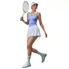 Vestido Deportivo de Yoga de Primavera y Otoño para Mujer con Cuello Polo, Sin Mangas, Espalda Descubierta con Bolsillo de Solapa, Pantalones Cortos Bottom para Mujer, Traje de Dos Piezas