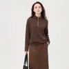 Capa Base de Lana Acetato Seda para Mujer con Media Cremallera y Cuello Alto 10A Antibacteriana Otoño/Invierno Top En Stock Dropshipping