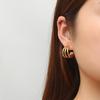 Pendientes de acero inoxidable multicapa de moda para mujer, pendientes irregulares de acero de titanio en oro de 18 quilates de alta calidad, venta al por mayor
