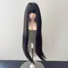 Tiro real Bloqueo de color Nueva muñeca BJD Usa cabello sintético Seda suave Flequillo de 3 puntos 4 puntos 6 puntos Peluca de cabello largo liso Tocado