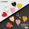 Accesorios de joyería DIY, cierre de doble anillo de aleación de zinc, colgante doble con lentejuelas brillantes en forma de corazón de colores, borde de aleación esmaltada.