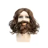Peluca Cos Jesús para Fiesta de Halloween y Navidad Transfronteriza Europea y Americana Set Marrón Barba de Navidad Set para la Cabeza