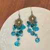 Princesa Pavo Real~Aretes de Borla de Campanilla de Viento Azul para Mujer, Pendientes de Estilo Étnico Exótico Retro con un Ambiente Fresco