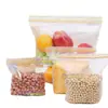 Sacos de Grau Alimentício com Vedação Dupla para Conservar Frescor de Frutas e Legumes, Sacos Espessos com Costelas Duplas, Auto-Selantes e com Base para Congelamento e Armazenamento na Geladeira