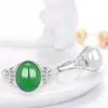 Anel de prata de lei S925 com ágata e calcedônia, moda feminina, anel aberto de alto requinte, joia de jade antigo, atacado