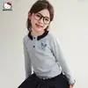 Camiseta de Manga Larga de Primavera para Niñas 2026 Nuevo Estilo Color Contrastante Encaje Ropa para Niños Talla Mediana y Grande Camiseta de Dibujos Animados Tops de Primavera para Niñas