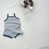 Conjunto de Chaleco Delgado sin Mangas Estilo Coreano de Verano para Niños y Niñas, Atuendo de Dos Piezas Transpirable y Refrescante a Rayas