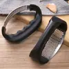 Prensa de ajos para cocina doméstica, machacador de ajos, prensa de ajos en forma de anillo, triturador de ajos manual de acero inoxidable, molinillo de ajos