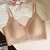 Sutiã Feminino Deep V com Tiras Finas Escovadas para Seios Grandes, Faz Parecer Menor, Copo de Patinha de Gato, Sem Aro, Anti-queda, Costas Bonitas, Quente