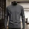 [Esencial de Otoño] Camiseta de Manga Larga con Cuello Redondo, Color Sólido Versátil de Corte Holgado para Hombre, Top Informal de Marca de Moda para Otoño