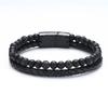2019 nueva venta caliente transfronteriza pulsera de cuero con piedra de ágata natural pulsera de cuero tejida multicapa con cuentas de piedra