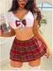 Suministro de Comercio Exterior Transfronterizo Europeo y Americano Nuevo Top Tubo Sexy con Lazo Conjunto de Ropa Interior Sexy a Cuadros