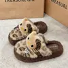 Sapatos Casuais de Algodão para Casa Outono e Inverno para Mulheres, Pantufas Peludas da Moda, Pantufas de Algodão Plataforma com Solado Grosso, Sapatos Quentes para Confinamento