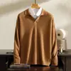 Suéter Masculino Jacquard Ondulado com Ombro Caído 100% Caxemira Gola Gaivota Tricotado Casual Pulôver Suéter Quente Atacado