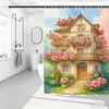 2026 Nuevo Modelo Temu Venta Caliente Transfronteriza Cortina de Ducha con Estampado Floral Retro Cubierta Decorativa para Baño Cortina Pequeña