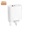 Cargador AC multi-puerto de carcasa 360W, adaptador de corriente 5V 3A, cargador de teléfono móvil de carga rápida PD 20W + QC 3.0