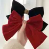 Grampo de Cabelo Vermelho com Laço para Outono e Inverno Presilha Primavera Grampo para Parte de Trás da Cabeça Faixa de Cabelo Faixa de Cabelo Estilo Coreano Celebridade da Internet Novo Acessório de Cabeça para Mulheres