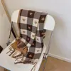Bufanda de Imitación Cachemir a Cuadros Arcoíris Estilo Coreano 2025 para Mujer Otoño e Invierno Estudiante Pareja Mohair Bufanda Cálida Estilo Largo
