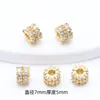Cobre Chapado en Oro de 14K Color Conservante Zirconia Cuentas Espaciadoras de Agujero Grande Cuentas Universales de Barril Rueda Accesorios de Cuentas de Cristal para DIY