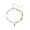 Pulsera de acero de titanio con circonita chapada en oro real de nicho transfronterizo europeo y americano, pulsera para mujer, todo a juego, popular en INS de Europa y América