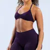 Sutiã esportivo de alta elasticidade, nylon fosco, sem costura, com gola halter para yoga, linda parte de trás, roupa íntima esportiva para mulheres, sutiã esportivo para usar por cima