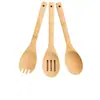 Espátula Antiaderente de Bambu, Colher de Sopa Resistente a Altas Temperaturas, Espátula para Fritar, Escumadeira, Colher de Cozinha, Colher de Sopa e Espátula de Bambu com Cabo Longo, Sem Pintura e Sem Cera