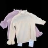 Suéter de Punto Multicolor para Niñas 2025 Otoño e Invierno Suave Versátil de Manga Larga con Bordes Volantes para Niñas y Bebés
