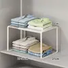Prateleira Organizadora em Camadas para Bancada de Guarda-Roupa, Rack de Armazenamento para Empilhar Roupas, Divisória Retrátil, Artefato de Armazenamento Dentro do Armário