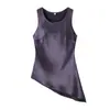 Popular conjunto de top y pantalón, ropa de mujer elegante y a la moda estilo europeo y americano, transfronterizo, dobladillo asimétrico, tela de seda, sin mangas, AliExpress