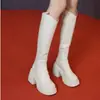 Botas altas hasta la rodilla para mujer, nueva colección otoño/invierno 2026, punta redonda, cremallera trasera en forma de V, botas de montar, tacón grueso, efecto adelgazante, botas altas