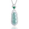 Colgante fudou de jadeíta natural de alta calidad con judías verdes y agua azul, con incrustaciones de plata S925, colgante femenino de piedra de jade de hielo