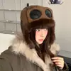 Sombrero Lei Feng de Felpa con Estampado de Leopardo Vintage para Mujer, Sombrero de Invierno Grueso para Cabeza Grande con Orejeras, Sombrero de Aviador de Lana para Exteriores, Resistente al Frío