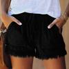 Amazon Verano Nuevo Wish Exportación Europea y Americana Cintura Elástica Cordón Casual Cintura Alta Slim Shorts de Mezclilla para Mujer Pantalones Calientes