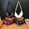 Bolso de Hombro Cruzado Vintage de Cuero Suave Plegado Estilo Bollo, Bolso Casual de Hombro Estilo Perezoso para el Día a Día, Bolso Croissant de Alto Valor