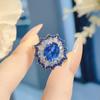 Conjunto de Corindo Vermelho que Muda de Cor para Iluminação Anel de Diamante de Alto Carbono Colar com Pingente de Cor Dupla Ouro Preto Brincos de Cristal Azul Pontiagudo Coloridos Tesouro para Mulheres