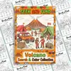 Novo produto internacional: 10 folhas/pacote de pôsteres para colorir com tema de vulcão para procurar e preencher, rabiscos desenhados à mão, papel de desenho educativo e para alívio do estresse