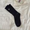 Meias de renda branca meias femininas de comprimento médio ins na moda outono e inverno estilo japonês JK amor bordado pilha meias meias de verão para mulheres