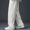 Pantalones Casuales Nuevos de Otoño e Invierno Transfronterizos para Hombre Rectos Holgados de Pana con Forro Polar Cálidos de Pierna Ancha Deportivos Largos
