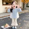 Conjunto Infantil Primavera e Outono Princesa Elsa 2026 Novo Doce Roupas de Outono para Menininha Moletom Calça Flare Conjunto de Duas Peças