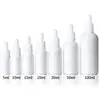 Em Estoque 5 10 20 30 100ml Garrafas de Vidro Branco Fosco para Óleo Essencial, Frascos Pequenos para Amostras, Frascos conta-gotas Anti-roubo de Grau Alimentício