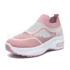 Sapatos Femininos, Sapatos com Salto Plataforma Espesso, Sapatos Respiráveis em Malha Fly-Knit, Sapatos Casuais para Drop-Shipping, Confortáveis e Respiráveis