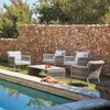 Mesa y silla de exterior con cinturón tejido de ratán, combinación de sillas para patio, cafetería, villa al aire libre, sofá impermeable y protector solar.