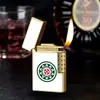 Isqueiro Criativo de Mahjong com Chama Aberta, Recarregável, Conjunto em Caixa de Presente, Inclui Pedra de Sílex Reserva, Adequado para Uso em Áreas de Alta Altitude
