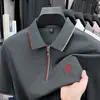 Camisa Polo Casual de Negocios para Hombre de Edad Media Estilo Nuevo Verano 2025 con Solapa de Seda de Morera Camiseta de Manga Corta de Color Sólido
