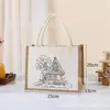 Bolsa de lino vintage de yute, pintada a mano, para regalar, ideal para combinar con todo, al por mayor, portátil, tridimensional, con logotipo imprimible.