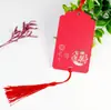 Tarjeta de Felicitación con Deseos de Salud, Personalizable con Texto, Tarjeta Colgante con Cordón de Borla, Tarjeta Roja de Bendición, Tarjeta de Deseos Escribible, En Stock