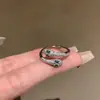 Anillo de Serpiente Ojos Verdes Ins Nicho de Serpiente Lujo Ligero Gama Alta Abierto Diseño de Nicho Anillo para Mujer Personalizado Combinable con Todo