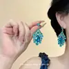 Pendientes de Borlas Azules Estilo Étnico de Nicho, Modernos y de Alta Gama, Lujo Ligero, Diseño Sofisticado, Pendientes Estilo Vacaciones