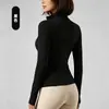 Nova Jaqueta Esportiva Outono Inverno com Gola Alta para Yoga, Ciclismo ao Ar Livre, Corrida, Modeladora, Justa ao Corpo, com Zíper, Confortável, Roupas Fitness
